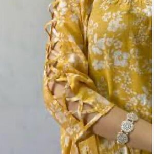 Sunshine Floral Blouse with Lace-Up Detail